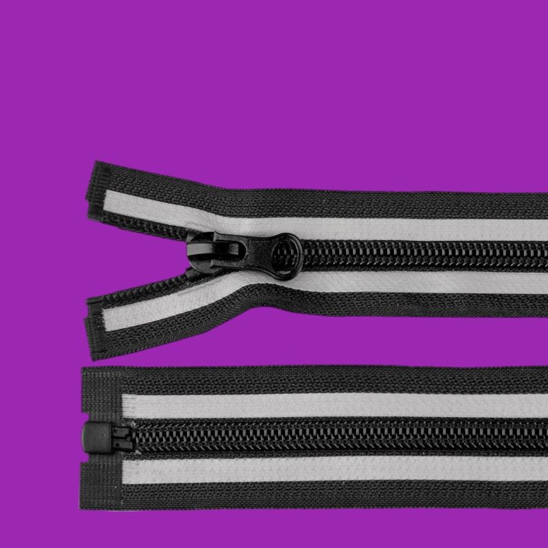 Casa si Gradina - Decoratiuni - DIY - Articole mercerie - Fermoar spiralat detasabil reflectorizant Crisalida, nr. 5, lungime 75 cm, Negru - Infinity.ro