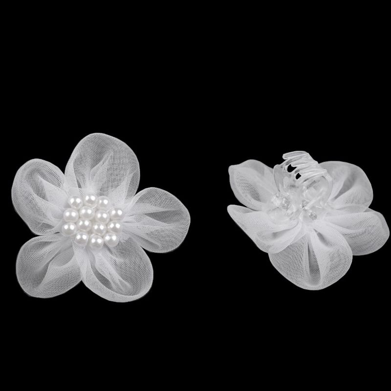 Fashion, accesorii si bijuterii - Femei - Accesorii femei - Accesorii pentru par femei - Set 3 clesti pentru par Crisalida, diametru 3,5 cm, Flori albe - Infinity.ro