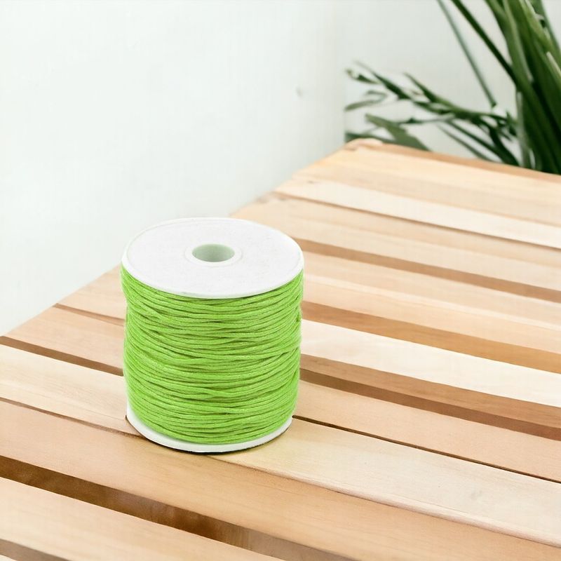 Casa si Gradina - Decoratiuni - DIY - Articole mercerie - Snur din bumbac cerat Crisalida, diametru 1 mm, lungime 20 m, Verde lime - Infinity.ro