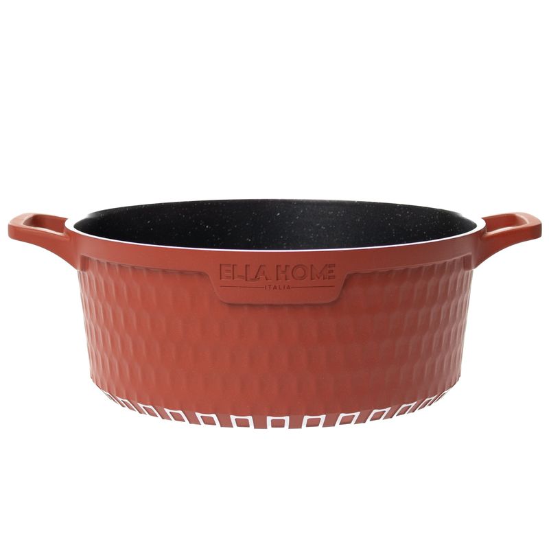 Casa si Gradina - Bucatarie si vesela - Vase pentru gatit - Oale si cratite - Oala din aluminiu turnat cu capac, Ella Home, visinie, 6.3L, 28 cm - Infinity.ro