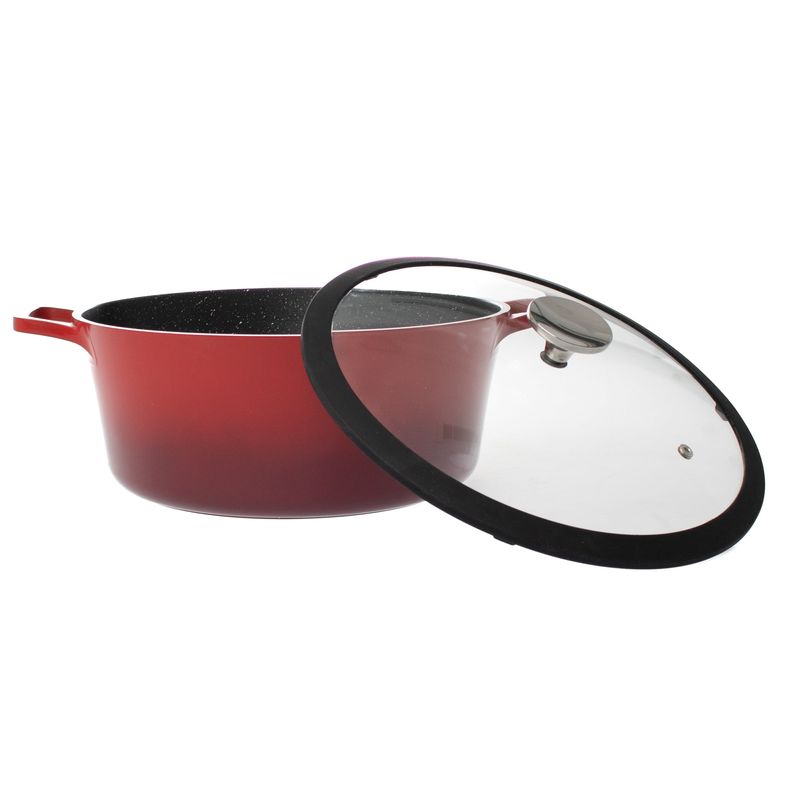 Casa si Gradina - Bucatarie si vesela - Vase pentru gatit - Oale si cratite - Oala universala din aluminiu turnat cu capac, visinie, 6.3L, 28 cm - Infinity.ro