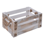 Casa si Gradina - Decoratiuni - Obiecte decorative - Accesorii decorative - Ladita Decorativa din Lemn Alb Aurie si manere din sfoara 25x16x13cm ABYZ - Infinity.ro