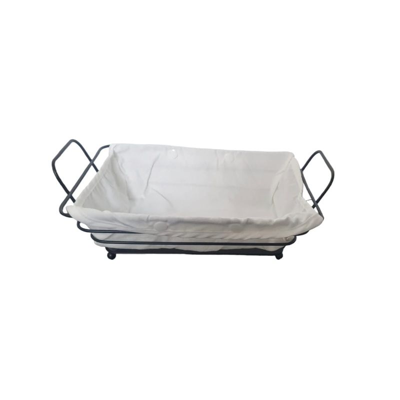 Casa si Gradina - Bucatarie si vesela - Ustensile bucatarie - Cosuri servire - Cos paine, metalic, dreptunghiular cu husa detasabila textila, 26X19X8cm, Negru ABYZ - Infinity.ro