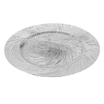 Casa si Gradina - Decoratiuni - Obiecte decorative - Vaze si boluri decorative - Farfurie Rotunda Decorativa, din Plastic Argintiu Reliefat Valuri Ø33x1.5cm ABYZ - Infinity.ro