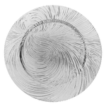 Casa si Gradina - Decoratiuni - Obiecte decorative - Vaze si boluri decorative - Farfurie Rotunda Decorativa, din Plastic Argintiu Reliefat Valuri Ø33x1.5cm ABYZ - Infinity.ro