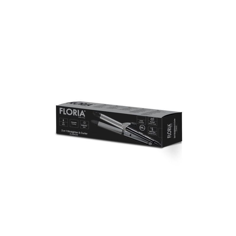 Ingrijire personala si Cosmetice - Aparate & accesorii ingrijire personala - Hair styling - Placi de indreptat parul - Placa 2 in 1 Floria ZLN9426 pentru indreptat si ondulat parul, temperatura maxima de 200 grade, 43W, Negru - Infinity.ro