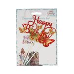 Casa si Gradina - Decoratiuni - Decoratiuni petrecere - Accesorii pentru petrecere - Cake Topper tort model fluturasi rosu-auriu - Infinity.ro