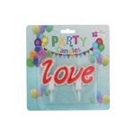 Casa si Gradina - Decoratiuni - Decoratiuni petrecere - Accesorii pentru petrecere - Lumanare party love alb cu rosu - Infinity.ro