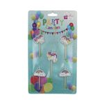 Casa si Gradina - Decoratiuni - Decoratiuni petrecere - Accesorii pentru petrecere - Set 5 lumanari unicorn mov curcubeu - Infinity.ro