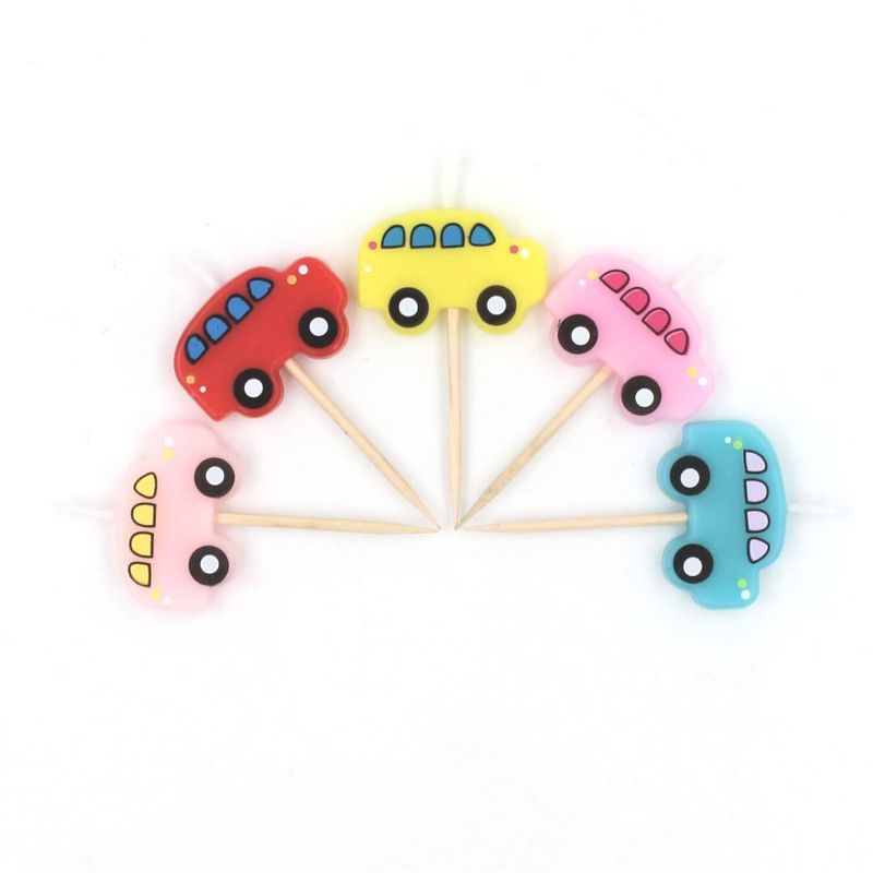 Casa si Gradina - Decoratiuni - Decoratiuni petrecere - Accesorii pentru petrecere - Set 5 lumanari party autobuze colorate - Infinity.ro