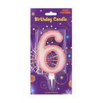 Casa si Gradina - Decoratiuni - Decoratiuni petrecere - Accesorii pentru petrecere - Lumanare aniversara gigant roz cifra 6 - Infinity.ro