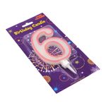 Casa si Gradina - Decoratiuni - Decoratiuni petrecere - Accesorii pentru petrecere - Lumanare aniversara gigant roz cifra 6 - Infinity.ro