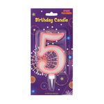 Casa si Gradina - Decoratiuni - Decoratiuni petrecere - Accesorii pentru petrecere - Lumanare aniversara gigant roz cifra 5 - Infinity.ro