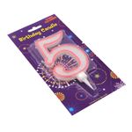Casa si Gradina - Decoratiuni - Decoratiuni petrecere - Accesorii pentru petrecere - Lumanare aniversara gigant roz cifra 5 - Infinity.ro