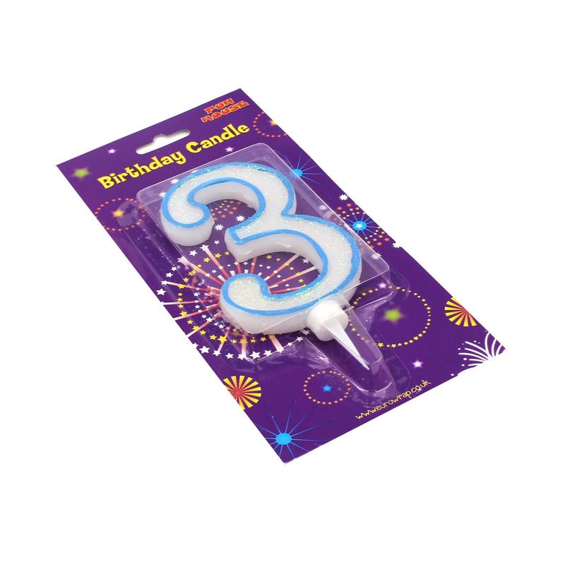 Casa si Gradina - Decoratiuni - Decoratiuni petrecere - Accesorii pentru petrecere - Lumanare aniversara gigant albastru cifra 3 - Infinity.ro