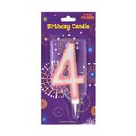 Casa si Gradina - Decoratiuni - Decoratiuni petrecere - Accesorii pentru petrecere - Lumanare aniversara gigant roz cifra 4 - Infinity.ro