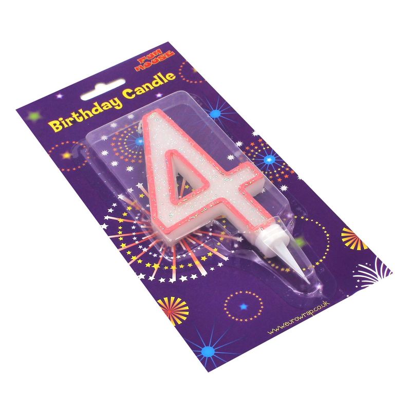 Casa si Gradina - Decoratiuni - Decoratiuni petrecere - Accesorii pentru petrecere - Lumanare aniversara gigant roz cifra 4 - Infinity.ro