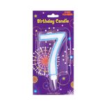 Casa si Gradina - Decoratiuni - Decoratiuni petrecere - Accesorii pentru petrecere - Lumanare aniversara gigant albastru cifra 7 - Infinity.ro