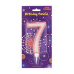 Casa si Gradina - Decoratiuni - Decoratiuni petrecere - Accesorii pentru petrecere - Lumanare aniversara gigant roz cifra 7 - Infinity.ro