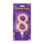 Casa si Gradina - Decoratiuni - Decoratiuni petrecere - Accesorii pentru petrecere - Lumanare aniversara gigant roz cifra 8 - Infinity.ro