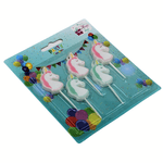 Casa si Gradina - Decoratiuni - Decoratiuni petrecere - Accesorii pentru petrecere - Set 5 lumanari party Unicorni Roz-Verde - Infinity.ro