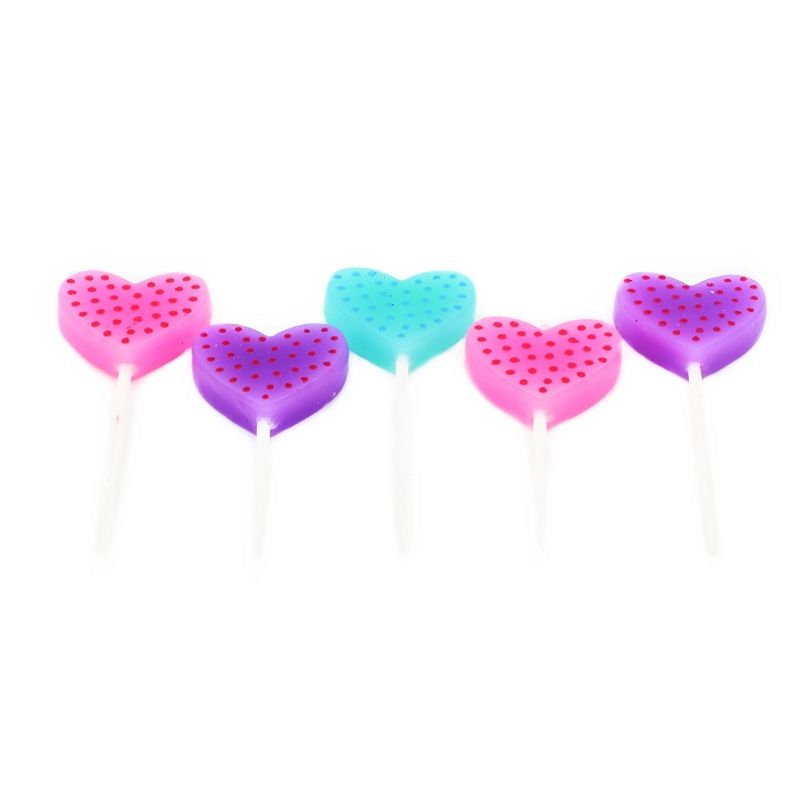 Casa si Gradina - Decoratiuni - Decoratiuni petrecere - Accesorii pentru petrecere - Set 5 lumanari Inimioare Multicolor - Infinity.ro