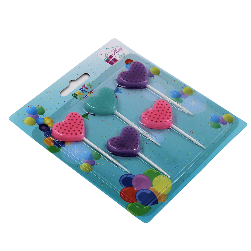 Casa si Gradina - Decoratiuni - Decoratiuni petrecere - Accesorii pentru petrecere - Set 5 lumanari Inimioare Multicolor - Infinity.ro