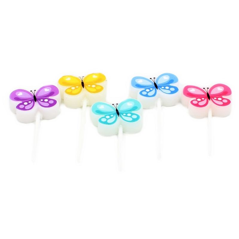 Casa si Gradina - Decoratiuni - Decoratiuni petrecere - Accesorii pentru petrecere - Set 5 lumanari Fluturasi Multicolor - Infinity.ro