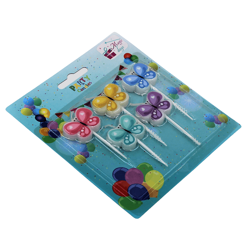 Casa si Gradina - Decoratiuni - Decoratiuni petrecere - Accesorii pentru petrecere - Set 5 lumanari Fluturasi Multicolor - Infinity.ro