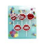 Casa si Gradina - Decoratiuni - Decoratiuni petrecere - Accesorii pentru petrecere - Set 5 lumanari party buze SEXY - Infinity.ro