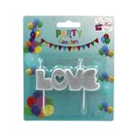 Casa si Gradina - Decoratiuni - Decoratiuni petrecere - Accesorii pentru petrecere - Set 5 lumanari party LOVE argitiu - Infinity.ro