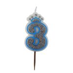Casa si Gradina - Decoratiuni - Decoratiuni petrecere - Accesorii pentru petrecere - Lumanare aniversara albastra glitter cifra 3 - Infinity.ro
