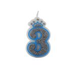 Casa si Gradina - Decoratiuni - Decoratiuni petrecere - Accesorii pentru petrecere - Lumanare aniversara albastra glitter cifra 3 - Infinity.ro