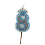 Casa si Gradina - Decoratiuni - Decoratiuni petrecere - Accesorii pentru petrecere - Lumanare aniversara albastra glitter cifra 8 - Infinity.ro