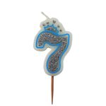 Casa si Gradina - Decoratiuni - Decoratiuni petrecere - Accesorii pentru petrecere - Lumanare aniversara albastra glitter cifra 7 - Infinity.ro