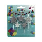 Casa si Gradina - Decoratiuni - Decoratiuni petrecere - Accesorii pentru petrecere - Set 5 lumanari party stelute argintii - Infinity.ro
