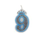 Casa si Gradina - Decoratiuni - Decoratiuni petrecere - Accesorii pentru petrecere - Lumanare aniversara albastra glitter cifra 9 - Infinity.ro