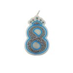 Casa si Gradina - Decoratiuni - Decoratiuni petrecere - Accesorii pentru petrecere - Lumanare aniversara albastra glitter cifra 8 - Infinity.ro