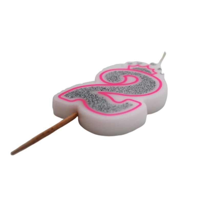 Casa si Gradina - Decoratiuni - Decoratiuni petrecere - Accesorii pentru petrecere - Lumanare aniversara roz glitter cifra 2 - Infinity.ro