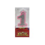Casa si Gradina - Decoratiuni - Decoratiuni petrecere - Accesorii pentru petrecere - Lumanare aniversara roz glitter cifra 1 - Infinity.ro