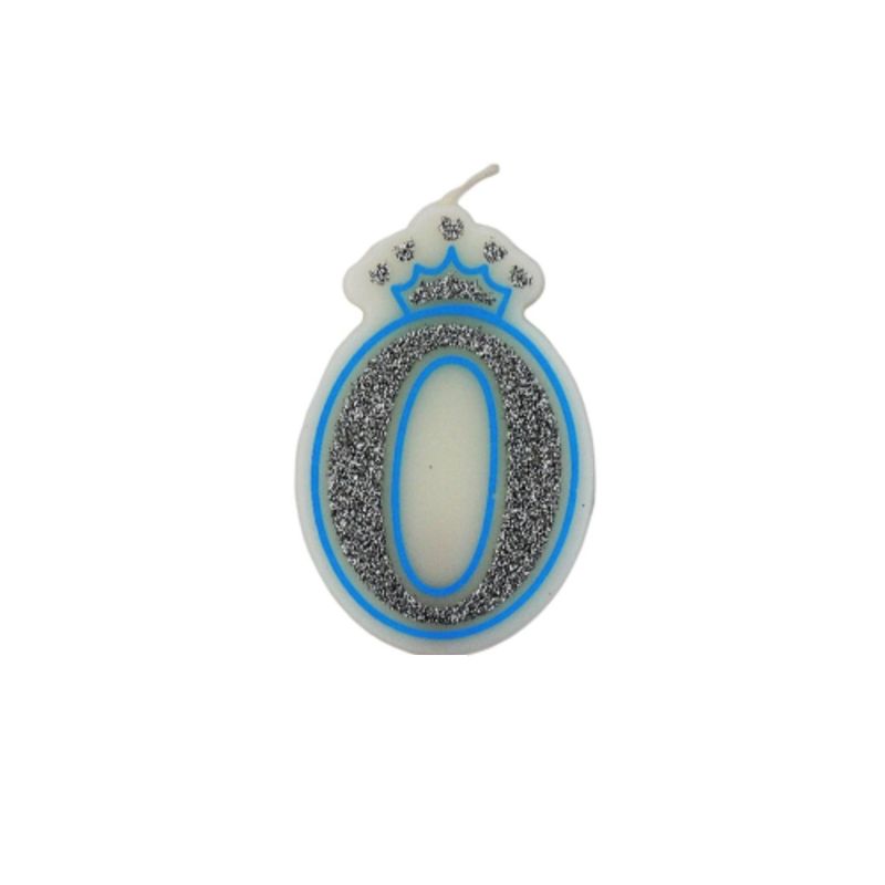 Casa si Gradina - Decoratiuni - Decoratiuni petrecere - Accesorii pentru petrecere - Lumanare aniversara albastra glitter cifra 0 - Infinity.ro