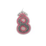 Casa si Gradina - Decoratiuni - Decoratiuni petrecere - Accesorii pentru petrecere - Lumanare aniversara roz glitter cifra 8 - Infinity.ro