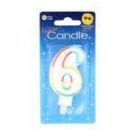 Casa si Gradina - Decoratiuni - Decoratiuni petrecere - Accesorii pentru petrecere - Lumanare aniversara multicolora cifra 6 - Infinity.ro