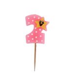 Casa si Gradina - Decoratiuni - Decoratiuni petrecere - Accesorii pentru petrecere - Lumanare aniversara roz cifra 2 - Infinity.ro