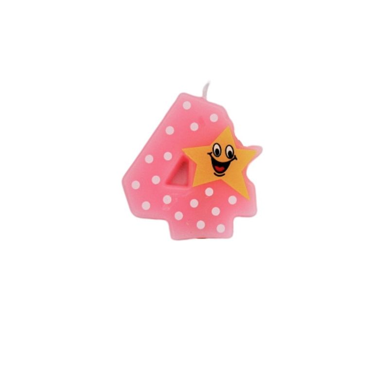 Casa si Gradina - Decoratiuni - Decoratiuni petrecere - Accesorii pentru petrecere - Lumanare aniversara roz cifra 4 - Infinity.ro