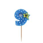 Casa si Gradina - Decoratiuni - Decoratiuni petrecere - Accesorii pentru petrecere - Lumanare aniversara albastra cifra 9 - Infinity.ro