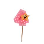 Casa si Gradina - Decoratiuni - Decoratiuni petrecere - Accesorii pentru petrecere - Lumanare aniversara roz cifra 4 - Infinity.ro