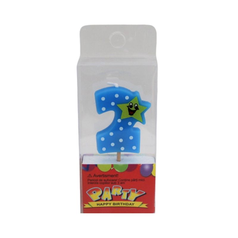 Casa si Gradina - Decoratiuni - Decoratiuni petrecere - Accesorii pentru petrecere - Lumanare aniversara albastra cifra 2 - Infinity.ro