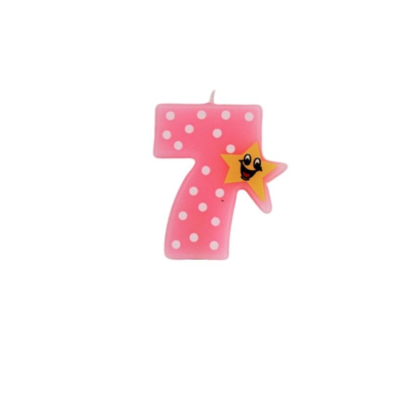 Casa si Gradina - Decoratiuni - Decoratiuni petrecere - Accesorii pentru petrecere - Lumanare aniversara roz cifra 7 - Infinity.ro