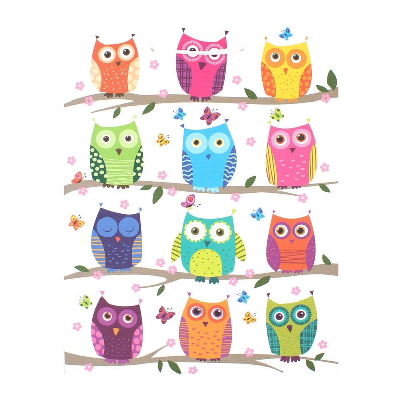 Market - Cadouri - Pungi cadou si accesorii - Punga hartie L Kraft Cats & Owls - Infinity.ro